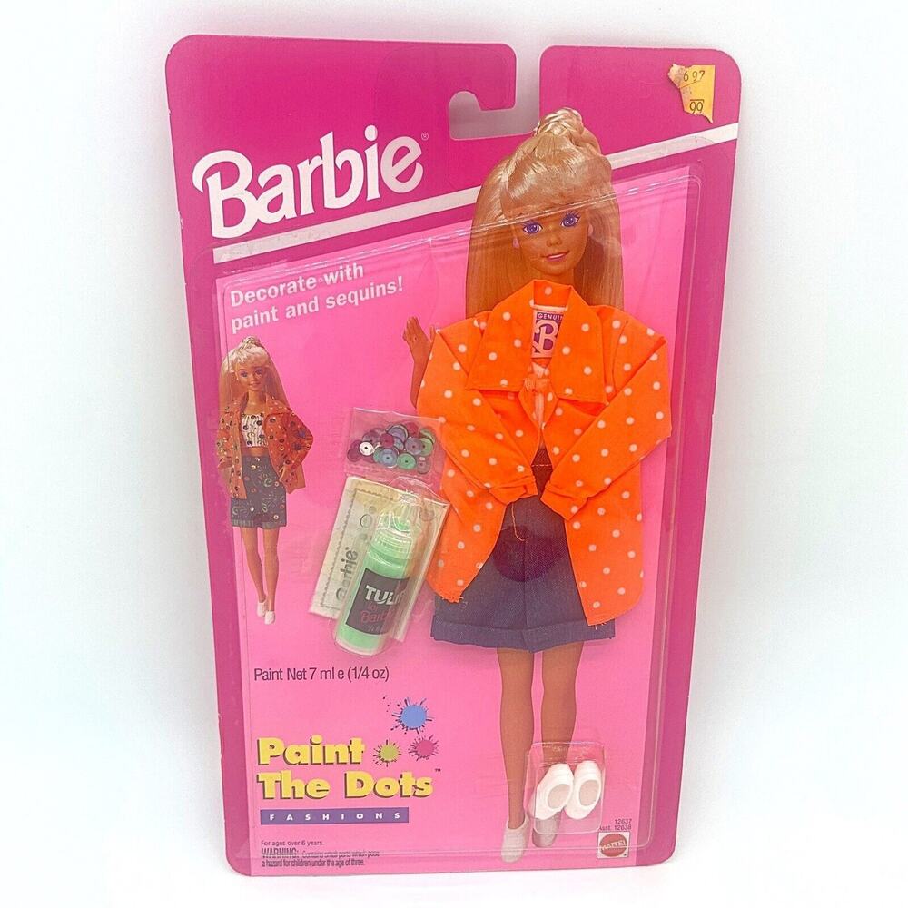 1994 Barbie "Paint The Dots" Fashions #12637 Mattel Decorate w/ Paint & Sequins